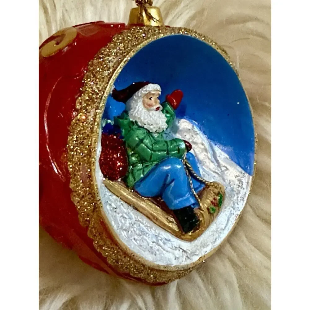 Danbury Mint Santa At The North Pole Sleigh Ride Christmas Ornament Collectible